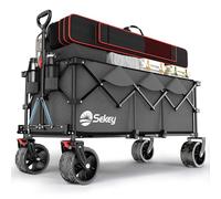 Sekey XXXL Carro Playa Plegable con Frenos 300L 200KG, Carrito Plegable con Ruedas Extra Grandes 17x10 cm para Todo Terrenos, Patentado Plegable en Cuatro Direcciones SE4013, Antracita