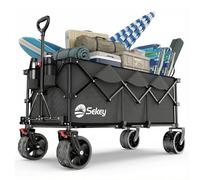 Sekey XXXL Carro Playa Plegable con Frenos 300L 200KG, Carrito Plegable con Ruedas Extra Grandes 17x10 cm para Todo Terrenos, Patentado Plegable en Cuatro Direcciones SE4013, Antracita