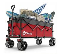 Sekey XXXL Carro Transporte Plegable 300L Capacidad 200KG, Modelo Alargado con Ruedas Todo Terreno 17x10 cm, Patente Sistema 4 Direcciones de Montaje Rápido, Gris con Rojo