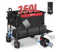 Sekey XXXXL Carro Plegable con 2 Capas 350L, Carro Playa Ruedas Grandes Carros de Transporte con Frenos, Carrito Plegable Patentado de 4 Direcciones SE4021, Rojo con Negro