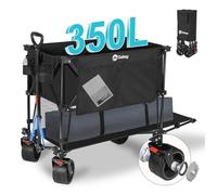 Sekey XXXXL Carro Plegable con 2 Capas 350L, Carro Playa Ruedas Grandes Carros de Transporte con Frenos, Carrito Plegable Patentado de 4 Direcciones SE4021, Negro