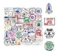 Sekfpnk 50 pegatinas vintage para sellos postales, transparentes, retro, viajes, pegatinas vintage para álbumes de recortes, maletas, cascos, portátiles, etc