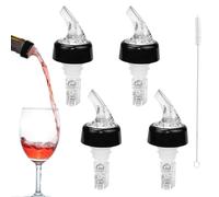 Sekfpnk Pack de 4 vertedores para Botellas de licores, dispensador de 2cl/3cl/4cl/5cl con Cepillo de Limpieza, Apto para Vino, licores y cócteles