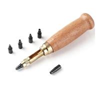 Sekfpnk Perforadora para coser con seis tamaños de agujeros diferentes, diámetro del agujero disponible: 1,5/2/2,5/3/3,5/4 mm, mango de madera, perforadora de cuero adecuado para cuero, cinturón y