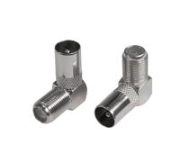 Seki 10 Conectores IEC Macho a IEC Hembra en ángulo Adaptador coaxial Sat TV Antenas Conector para RG6 RG59 Cable Metal 10 Unidades