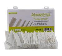 SeKi 17410 Surtido de Tubos termorretráctiles en Color Blanco, 80 Piezas en 6 tamaños (30 x 1, 10 x 2,5 mm, 20 x 4 mm, 10 x 6 mm, 6 x 10 mm, 4 x 13 mm) de 10 cm de Largo