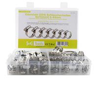 SeKi 17413 - Abrazaderas de manguera (60 piezas, acero inoxidable 304, 7 tamaños (6-44 mm de diámetro) en práctica caja de almacenamiento, mezclada)