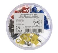 SeKi 313612 Surtido de terminales de cable con aislamiento, 100 piezas, 4,0-16,0 mm² (50 x 4, gris, 20 x 6, amarillo, 20 x 10, rojo, 10 x 16,0 mm², azul)