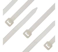 SeKi Bridas para cables - 100 unidades - Blanco/Natural 250 x 2,5 mm resistente hasta 8,2 kg - Nylon PA6.6 - Autobloqueo - Juego de bridas para gestión de cables, hogar, taller e industria