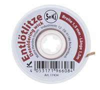 SeKi Brillo desoldador de 1,5 mm - para la eliminación de estaño de soldadura de 1,5 metros de largo; alta potencia de succión; hilo desoldador; brillo de sauglitze