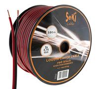 Seki Cable de altavoz 2 x 0,75 mm2 - 100 m - rojo y negro - CCA - Cable de audio - Cable de caja