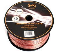 SeKi Cable de altavoz 2 x 0,75 mm², 100 m, transparente, CCA, cable de audio