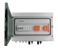 SeKi DC/AC 2 Strings 3P DC, 4P AC T2 Solar caja de conexiones Protección contra sobretensiones/protección contra rayos 32 A 1000 V; carcasa de superficie IP65 18 módulos; fotovoltaica fotovoltaica