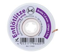 SeKi Hilo de aspiración de 1,0 mm para la eliminación de estaño de soldadura de 1,5 metros de largo; alta potencia de succión; hilo de desoldadura; ranura de aspiración.