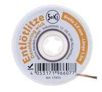 SeKi Hilo de aspiración de 2,0 mm para la eliminación de estaño de soldadura de 1,5 metros de largo; alta potencia de succión; hilo de desoldadura; ranura de aspiración.