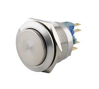 SeKi Interruptor de presión de acero inoxidable, diámetro de 22 mm, forma de cabeza sobresaliente, ojal de soldadura/conector plano de 0,5 x 2,8, conexión