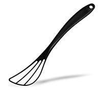 Seki Japan Kitchen Flat Whisk, Black PP Plastic Body with 2.8 inch Slotted Edge Whisk Versatile Tool for Whisking, Cooking, Blending, Beating, Baking, Stirring