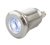 SeKi Lámpara indicadora LED de 12 mm en color blanco, 6-24 V, acero inoxidable V2A, luz indicadora, indicador, indicador de funcionamiento