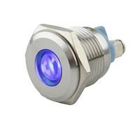 SeKi Lámpara indicadora LED de 16 mm en azul, 6-24 V, acero inoxidable V2A, luz indicadora, indicador de encendido, indicador de funcionamiento