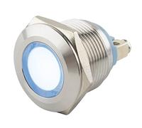 SeKi Lámpara indicadora LED de 19 mm, 6 - 24 V, acero inoxidable V2A, luz indicadora, indicador de encendido, luz indicadora