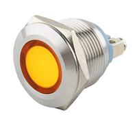 SeKi Lámpara indicadora LED de 19 mm en amarillo, 6-24 V, acero inoxidable V2A, luz indicadora, indicador de encendido, indicador
