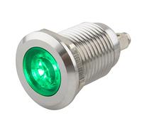 SeKi Luz indicadora LED de 12 mm en verde, 6 - 24 V; acero inoxidable V2A - Lámpara indicadora, indicador, lámpara de control, indicador de funcionamiento