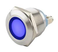 SeKi Luz indicadora LED de 19 mm en azul, 6 - 24 V; acero inoxidable V2A - Lámpara indicadora, indicador, lámpara de control, indicador de funcionamiento