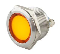SeKi Luz indicadora LED de 22 mm en amarillo, 6-24 V, acero inoxidable V2A, luz indicadora, indicador, indicador de funcionamiento