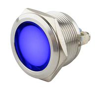 SeKi Luz indicadora LED de 22 mm en azul, 6 - 24 V; acero inoxidable V2A - Lámpara indicadora, indicador, lámpara de control, indicador de funcionamiento