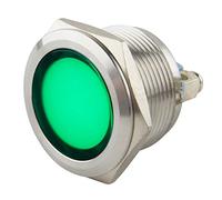 SeKi Luz indicadora LED de 22 mm en verde, 6 - 24 V; acero inoxidable V2A - Lámpara indicadora, indicador, lámpara de control, indicador de funcionamiento