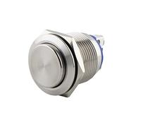 SeKi Pulsador de acero inoxidable de 19 mm de diámetro con forma de cabeza perdida y conexión de rosca.