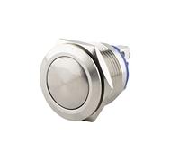 SeKi Pulsador de acero inoxidable de 19 mm de diámetro, forma curvada, conexión de rosca, pulsador de timbre.