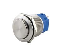 SeKi Pulsador de acero inoxidable, diámetro de 16 mm, forma de la cabeza que sobresale del ojal / conector plano 0,5 x 2,8, conector pulsador de timbre.