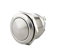 SeKi Pulsador de acero inoxidable, diámetro de 22 mm, forma de cabeza curvada, ojales/conector plano 0,5 x 2,8, conector pulsador de timbre.