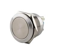 SeKi Pulsador de acero inoxidable, diámetro de 22 mm, pulsador de cabeza plana, conector de rosca, pulsador de timbre.