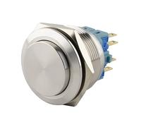 SeKi Pulsador de acero inoxidable, diámetro de 25 mm, con forma de cabeza que sobresale del ojal y conector plano de 0.5 x 2.8 mm, pulsador de timbre