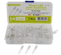 SeKi Surtido de luces LED con 200 unidades de diodos emisores de luz de 5 mm - 10 valores; rojo, naranja, amarillo, verde, azul, rosa, lila (UV), verde amarillo, blanco, blanco cálido - Superbrillante