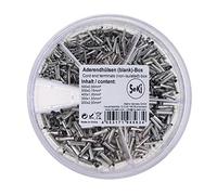 SeKi 313614 Surtido de casquillos de cable sin aislar 0,5 - 2,5 mm², Gris, (500x 0,50mm², 500x 0,75mm², 400x 1,00mm², 300x 1,50mm2, 200x 2,50mm²)