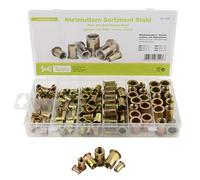 SeKi Surtido de tuercas de remache ciegas, 150 piezas, acero galvanizado, M3, M4, M5, M6, M8, M10, en práctica caja universal reutilizable