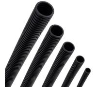 Seki Tubo corrugado de 14,3 mm sin ranuras, 2 m, color negro, tubo protector de cable de polipropileno flexible, diámetro interior de 14,3 mm, para interior y exterior, protección de cables para