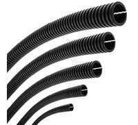 SeKi Tubo Corrugado Flexible de 14,3 mm de diámetro Interior, 10 m, ranurado, protección contra martas, Tubo vacío, protección para Cables, Negro, diámetro Interior de 14,3 mm