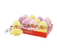 Sekiguchi 201495 - Monchhichi Original, Surtido en Amarillo, Morado y Rosa, Peluche de 15 cm Aprox.