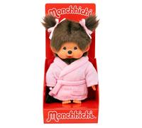Sekiguchi 203802 - Monchhichi Original niña con Albornoz, Peluche de Aproximadamente 20 cm de Peluche marrón