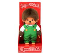 Sekiguchi Monchhichi 203871 - Original niño con Peto y diseño de Rana, Aprox. 20 cm de Peluche marrón