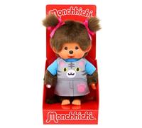 Sekiguchi Monchhichi 203895 - Original niña con Peto y Cara de Gato, Aprox. 20 cm de Peluche marrón