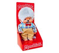 Sekiguchi 233140-Abuelo Monchhichi Original, de Felpa Gris, con Camisa y pantalón, Aprox. 20 cm, Color Multicolored (Bunt) (233140)