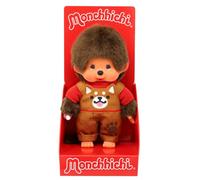 Sekiguchi- Monchhichi 203864-Monchhichi Original niño con Peto y Motivo Shiba Inu, Aproximadamente 20 cm de Peluche marrón, Multicolor, One Size (203864)