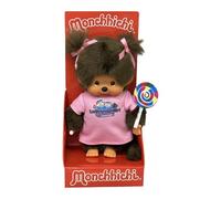 Sekiguchi Monchhichi 205257 - Original niña con Vestido Rosa y Colorido Lollipop, Aprox. 20 cm de Peluche marrón