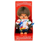 Sekiguchi- Monchhichi 203826-Monchhichi Original niño Artista, Peluche de Aproximadamente 20 cm de Altura, Fabricado en Felpa marrón, Multicolor, One Size (203826)