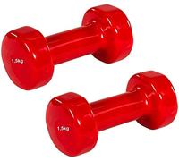 SEKIRA 2X Mancuernas Pesas de 1,5kg Agarre Vinilo Suave Ejercicio Gimnasia musculacion (Rojo)